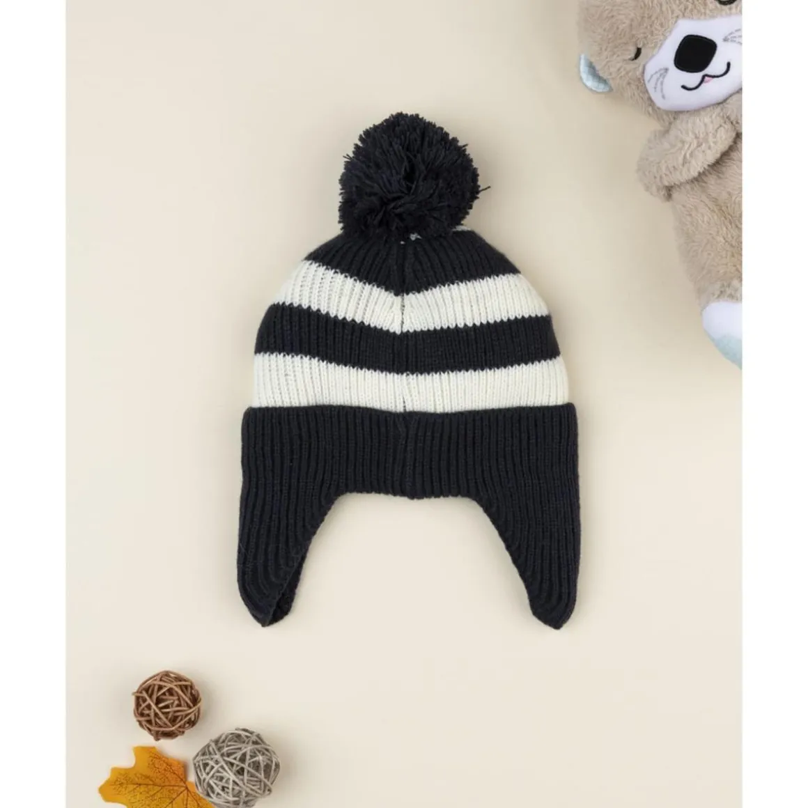 Gorro peruano niño blanco/azul "oso"