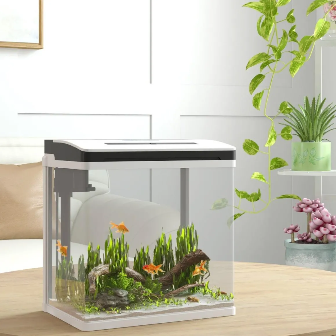 Homcom - Acuario 13L con filtro e iluminación