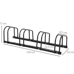 Homcom - Aparcamiento para 4 bicicletas Negro