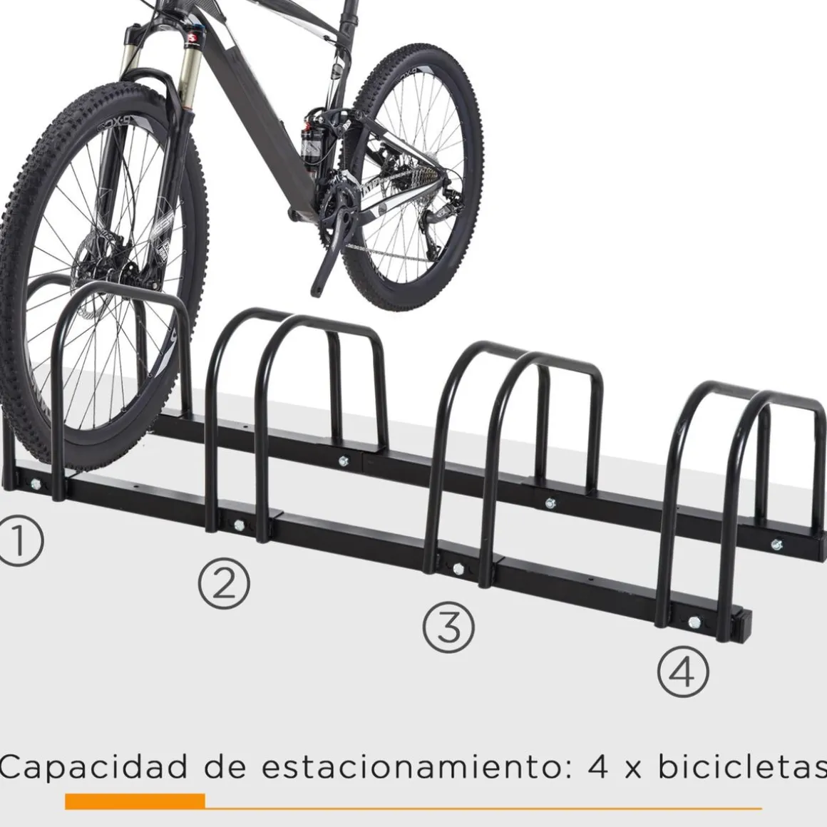 Homcom - Aparcamiento para 4 bicicletas Negro