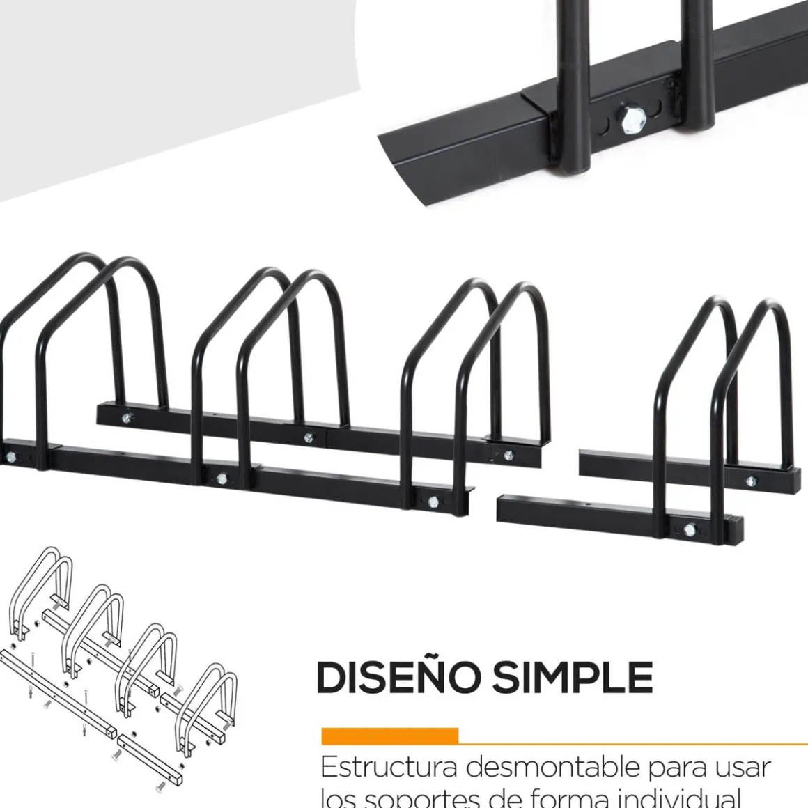 Homcom - Aparcamiento para 4 bicicletas Negro