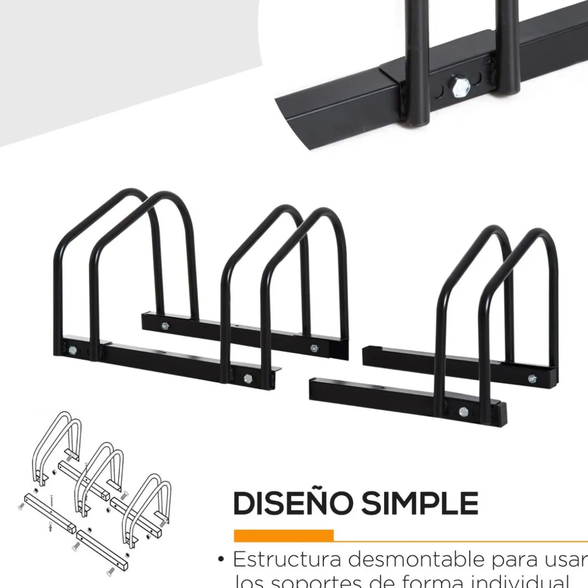 Homcom - Aparcamiento para 3 bicicletas Negro