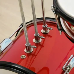 Homcom - Batería con taburete Rojo