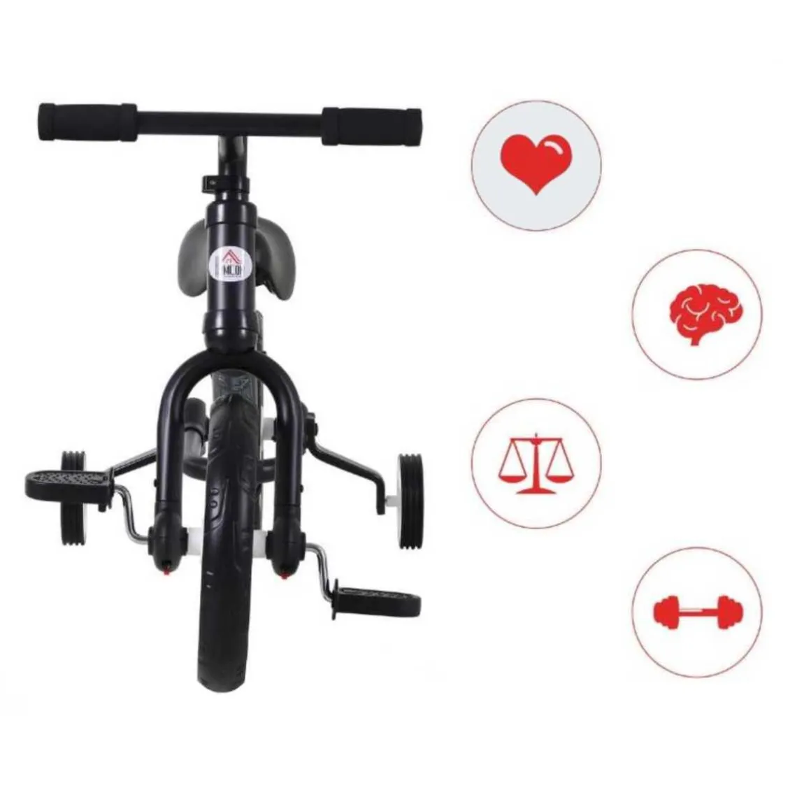 Homcom - Bicicleta de Equilibrio con Pedales Negra HomCom