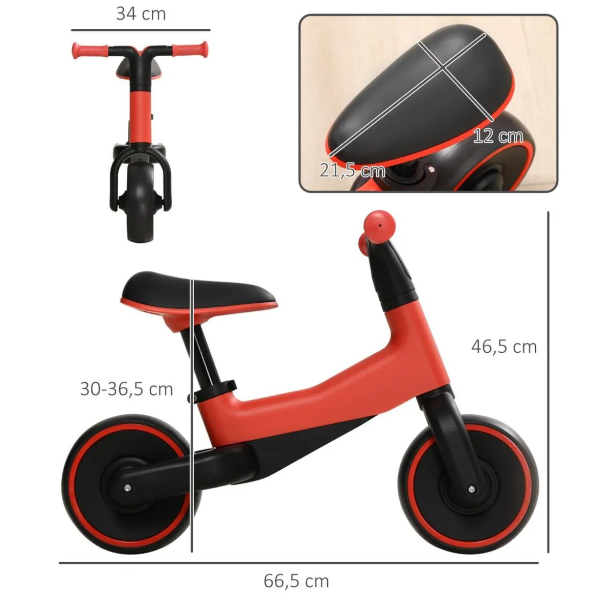Homcom - Bicicleta sin pedales rojo