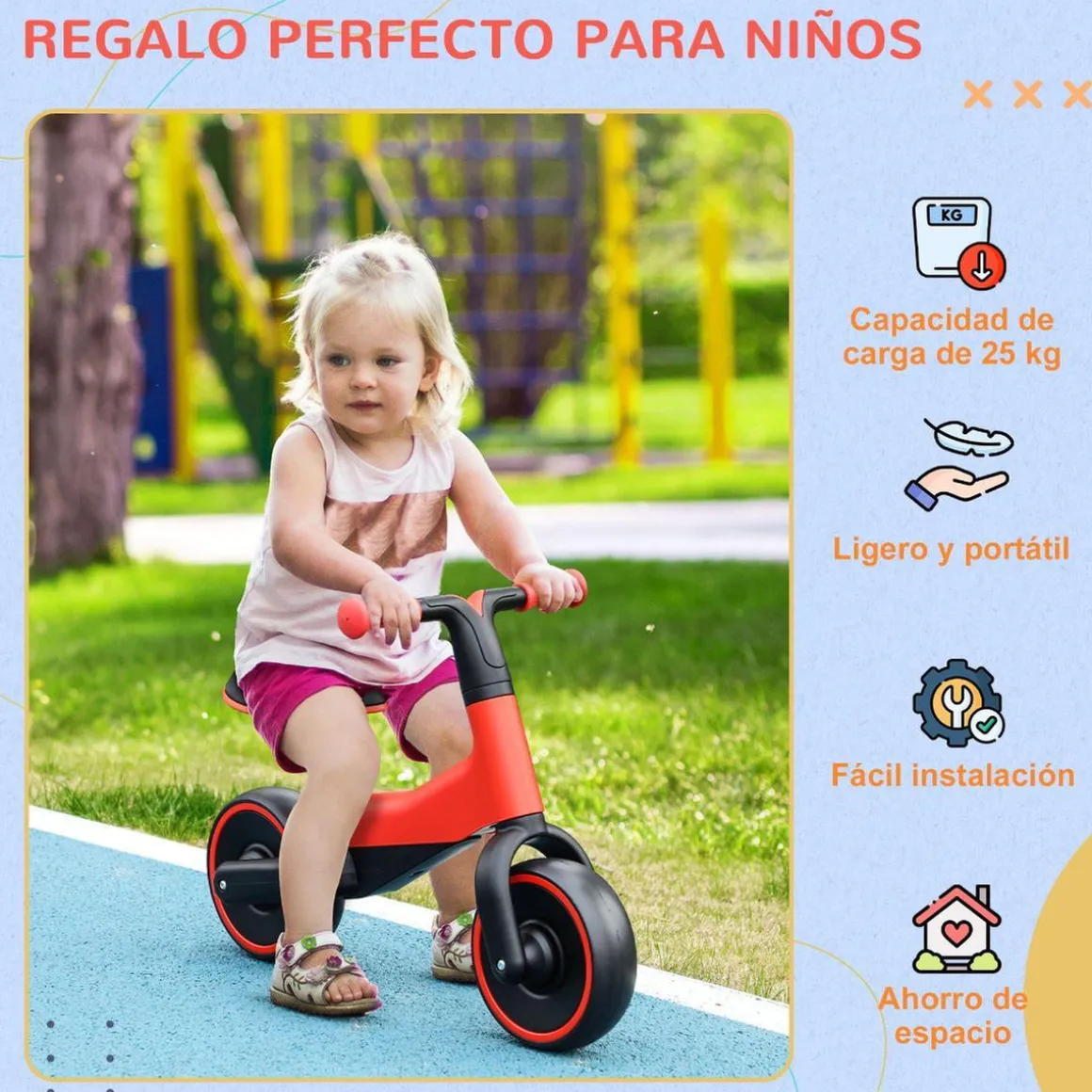 Homcom - Bicicleta sin pedales rojo