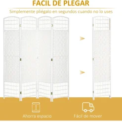 Homcom - Biombo de cuerda de papel 4 paneles
