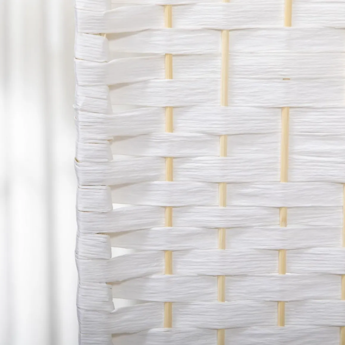 Homcom - Biombo de cuerda de papel 4 paneles