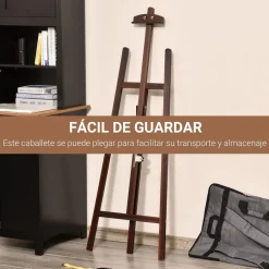 Homcom - Caballete de madera con trípode Marrón