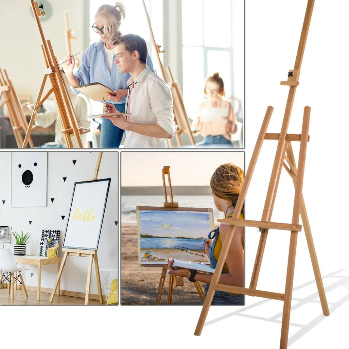 Homcom - Caballete de pintura de madera