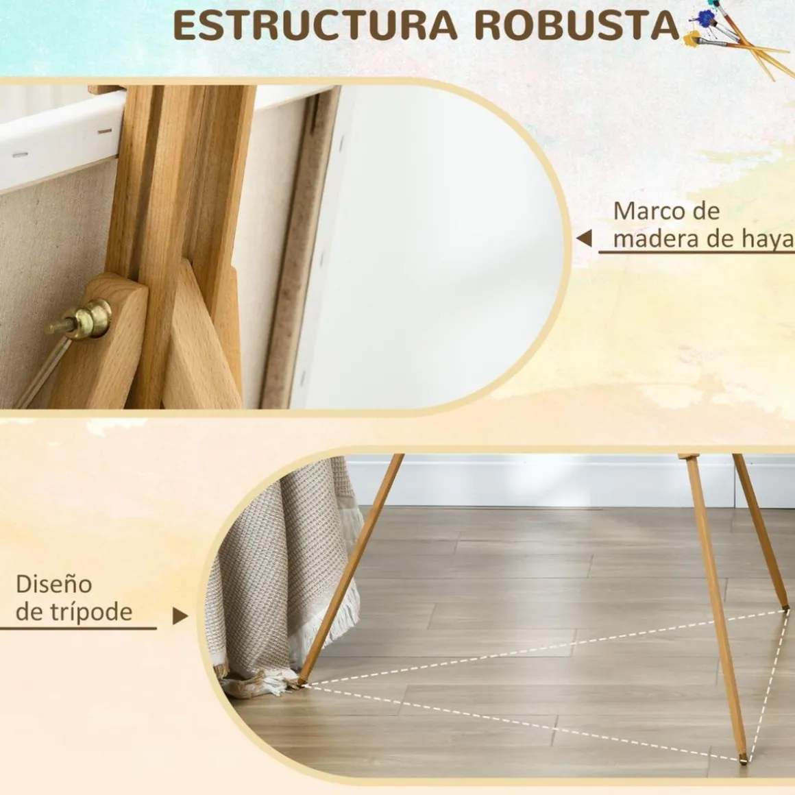 Homcom - Caballete de pintura plegable de madera