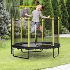 Homcom - Cama elástica con red de seguridad Ø110 cm negro