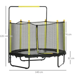 Homcom - Cama elástica con red de seguridad Ø110 cm negro