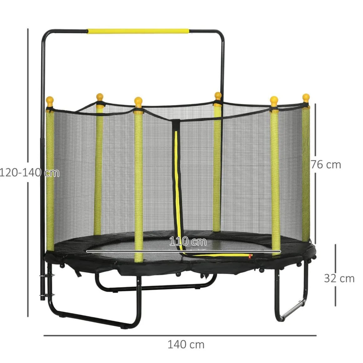Homcom - Cama elástica con red de seguridad Ø110 cm negro