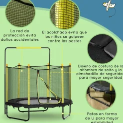 Homcom - Cama elástica con red de seguridad Ø110 cm negro