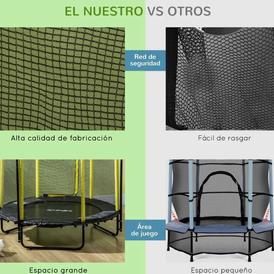 Homcom - Cama elástica con red de seguridad Ø110 cm negro