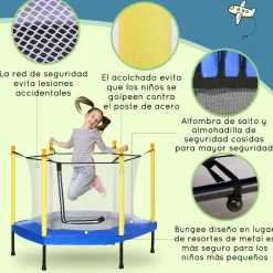 Homcom - Cama elástica con red de seguridad azul