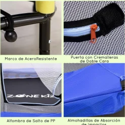 Homcom - Cama elástica con red de seguridad azul