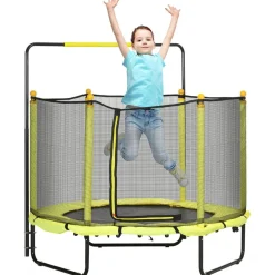 Homcom - Cama elástica con red de seguridad Ø110 cm amarillo