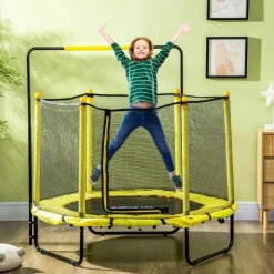 Homcom - Cama elástica con red de seguridad Ø110 cm amarillo