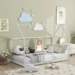 Homcom - Cama infantil en forma de casa Blanco