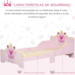 Homcom - Cama infantil Madera Rosa