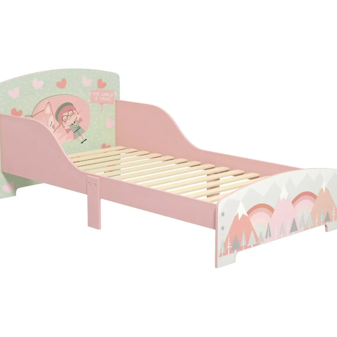 Homcom - Cama infantil Montañas Rosa