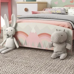 Homcom - Cama infantil Montañas Rosa