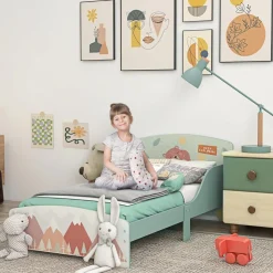Homcom - Cama infantil Montañas Verde