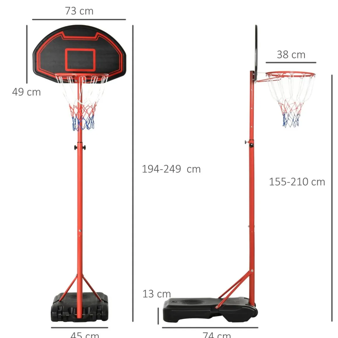 Homcom - Canasta baloncesto ajustable con base
