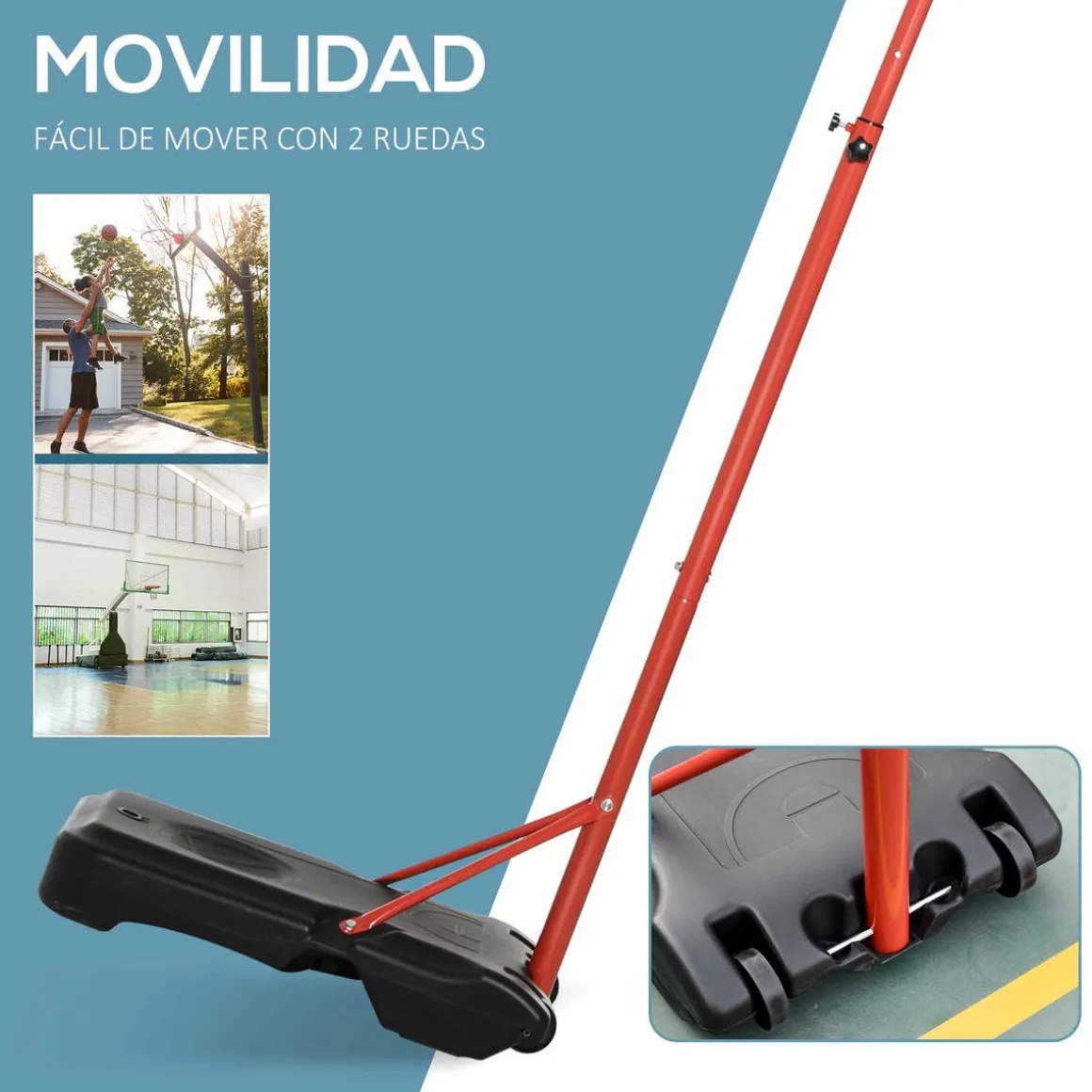 Homcom - Canasta baloncesto ajustable con base