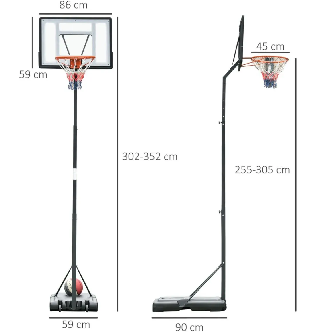 Homcom - Canasta completa de baloncesto