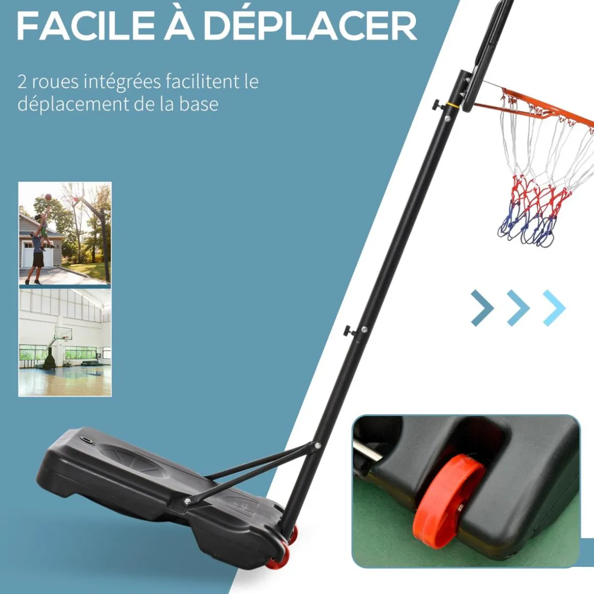 Homcom - Canasta de baloncesto de pie ajustable de 295-261 cm