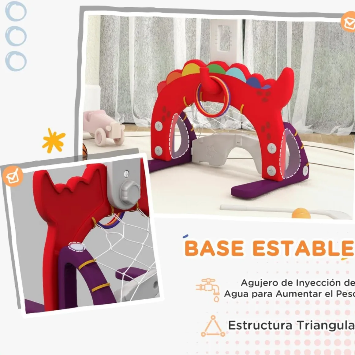 Homcom - Canasta de baloncesto infantil Rojo