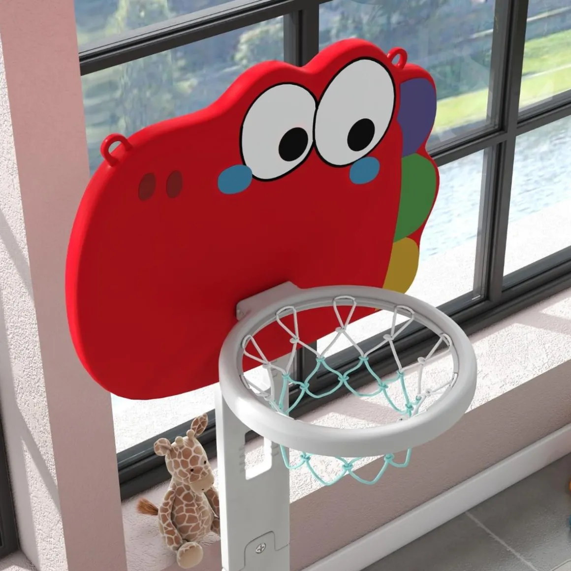 Homcom - Canasta de baloncesto infantil Rojo