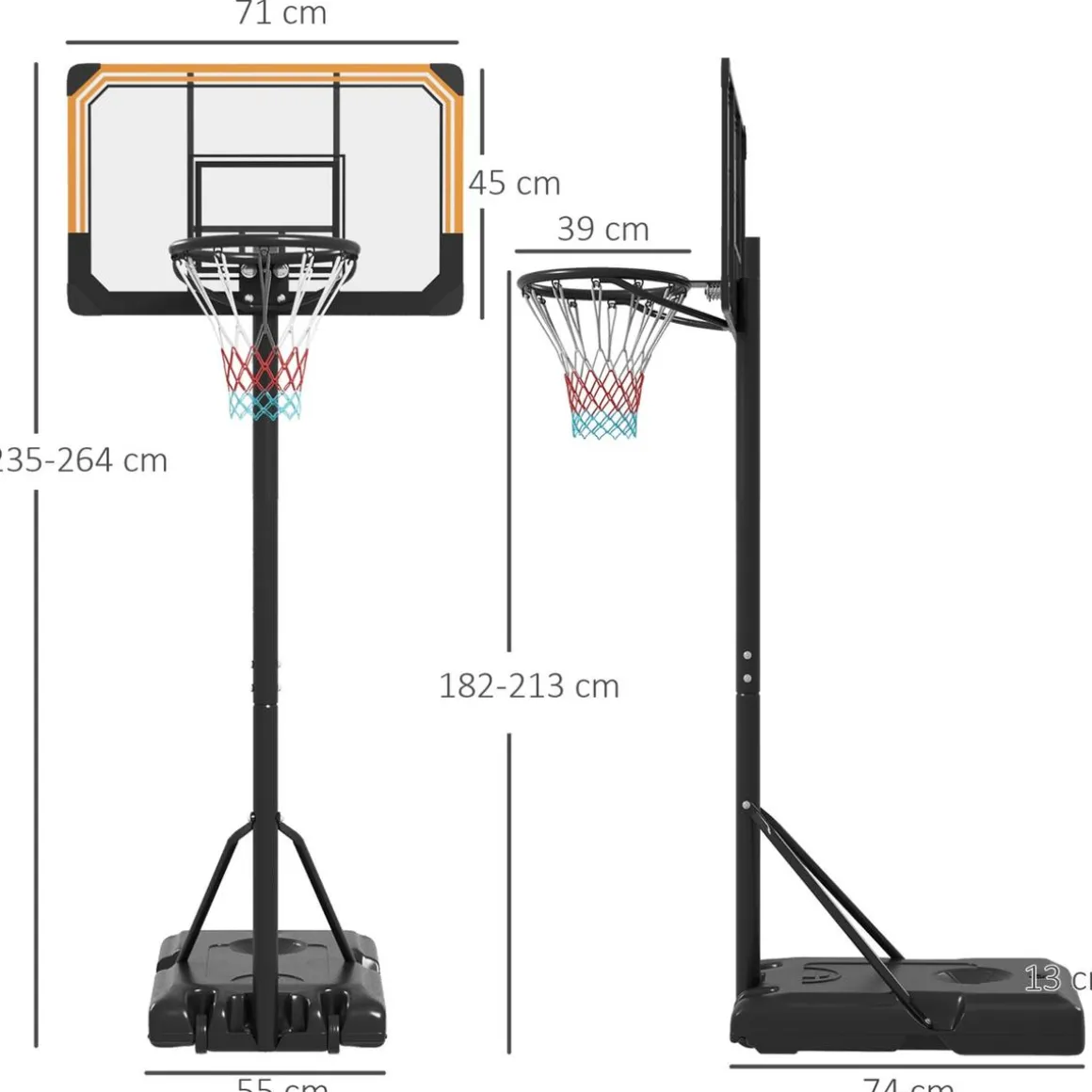Homcom - Canasta de baloncesto acero Negro