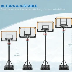 Homcom - Canasta de baloncesto acero Negro