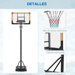 Homcom - Canasta de baloncesto acero Negro
