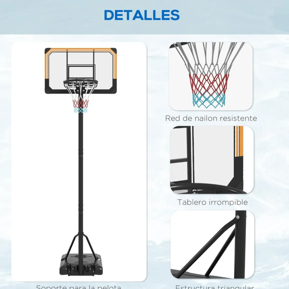 Homcom - Canasta de baloncesto acero Negro