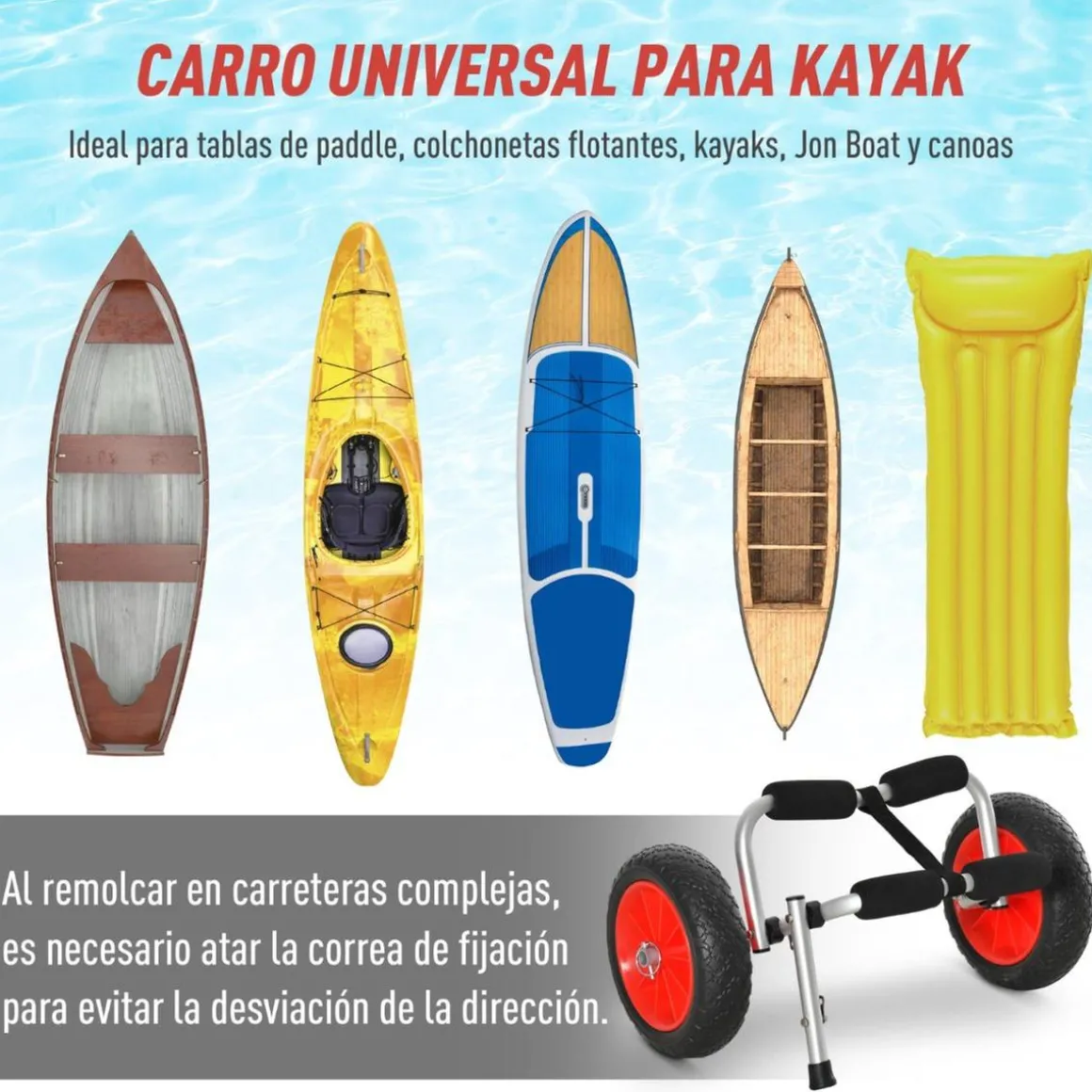 Homcom - Carro de transporte Kayak