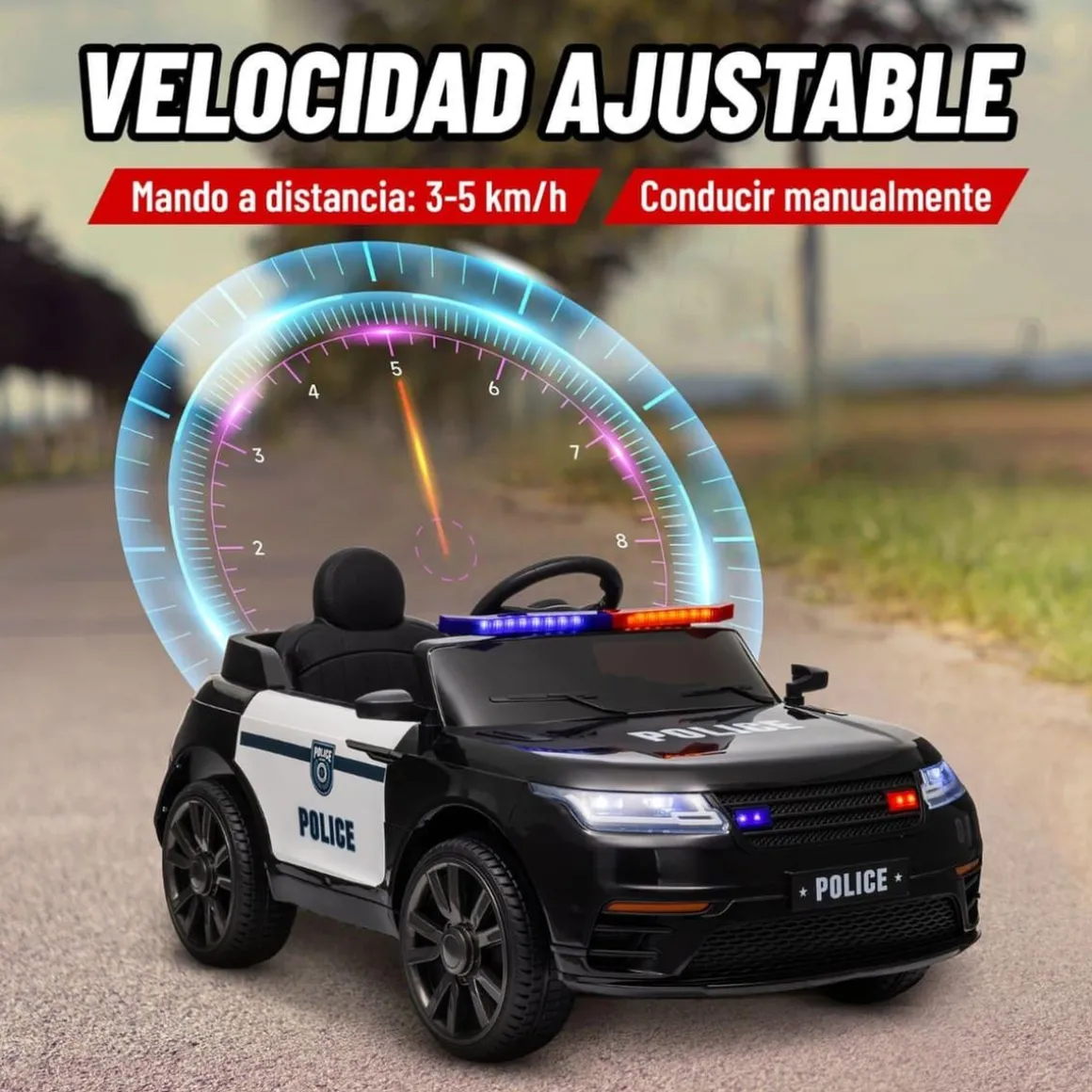 Homcom - Coche de policía eléctrico Negro