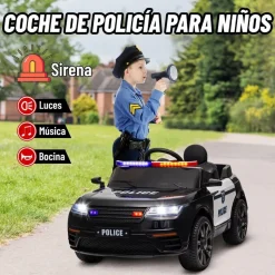 Homcom - Coche de policía eléctrico Negro