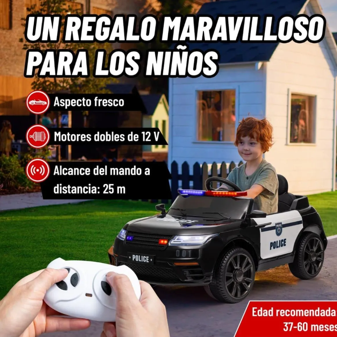 Homcom - Coche de policía eléctrico Negro