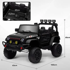 Homcom - Coche eléctrico batería 12 V con mando a distancia Negro