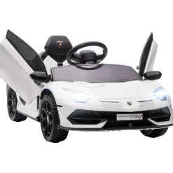 Homcom - Coche eléctrico Lamborghini Aventador Blanco 12 V