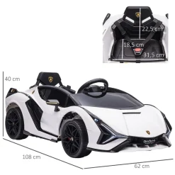 Homcom - Coche eléctrico Lamborghini blanco