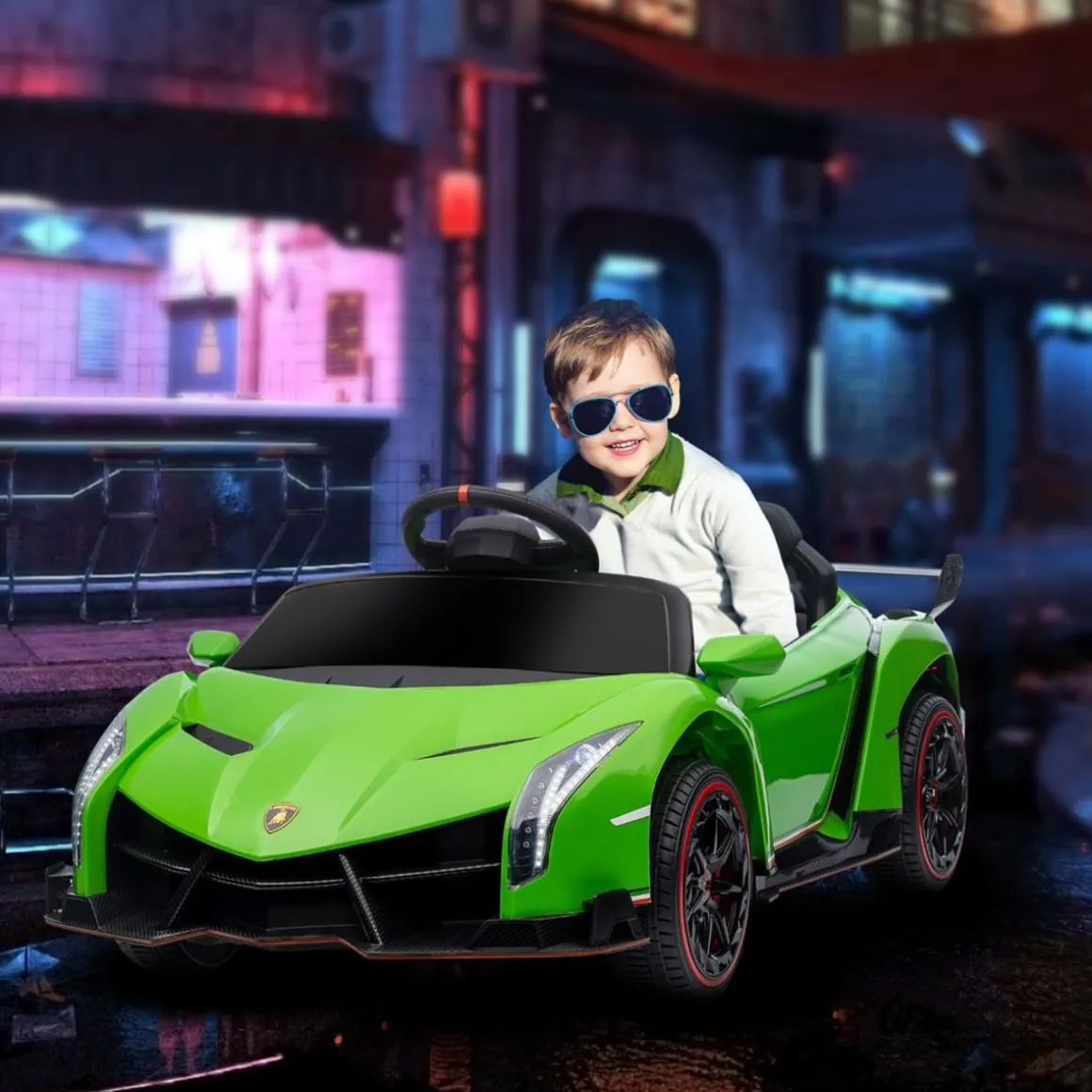 Homcom - Coche Eléctrico Lamborghini Veneno Verde