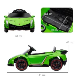 Homcom - Coche Eléctrico Lamborghini Veneno Verde