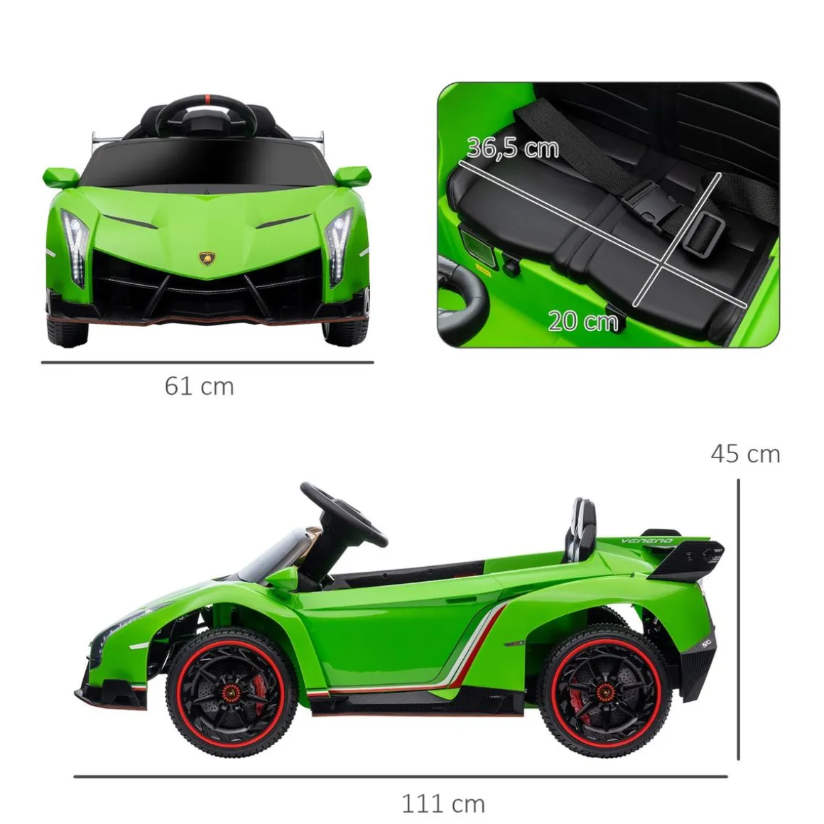 Homcom - Coche Eléctrico Lamborghini Veneno Verde