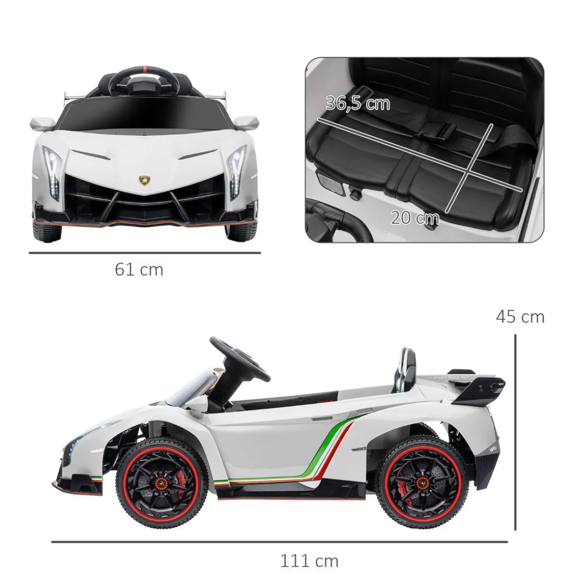 Homcom - Coche Eléctrico Lamborghini Veneno Blanco